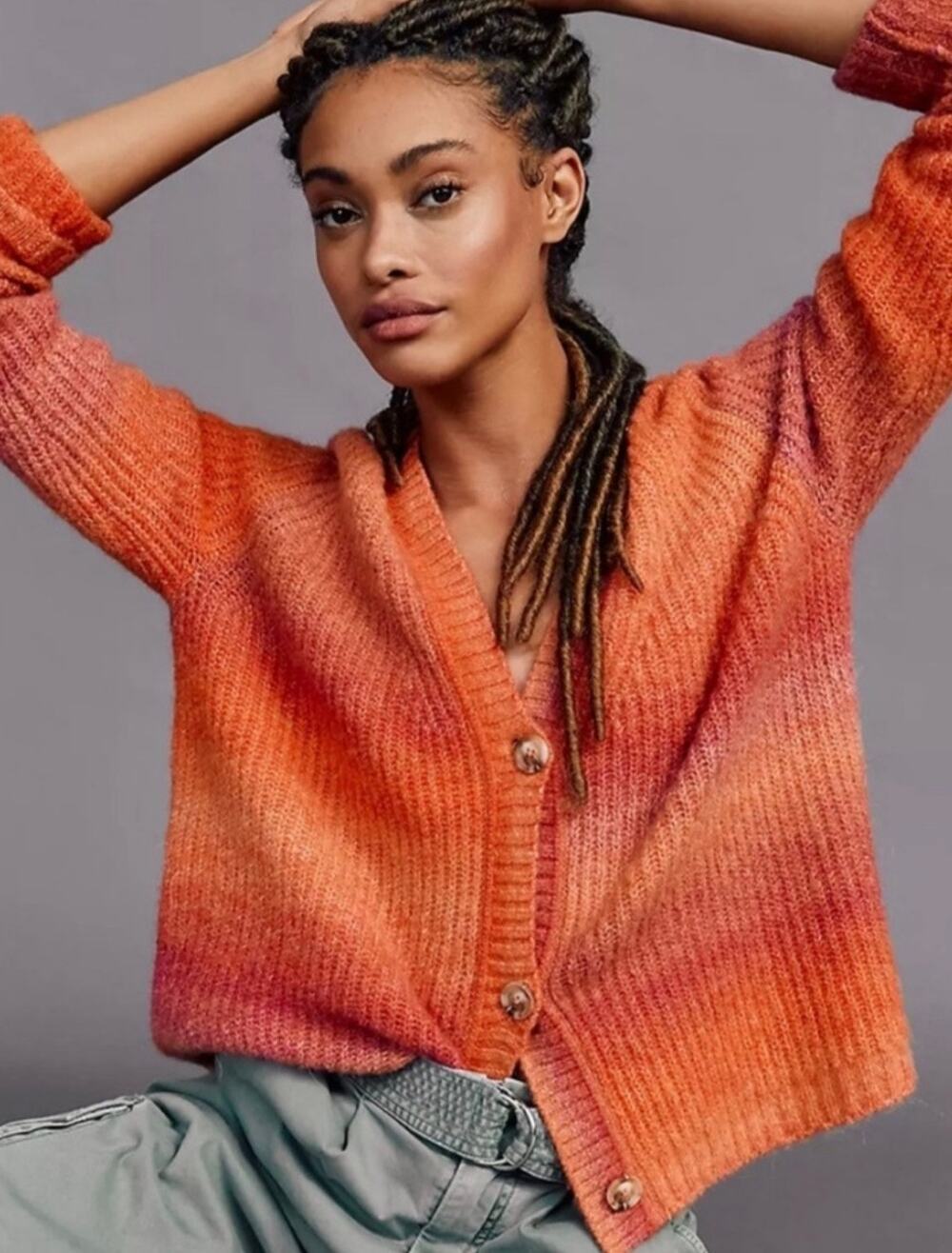 Anthropologie Maeve Hallie Cardigan Sweater Space Dyed Alpaca Wool Blend Sz S
